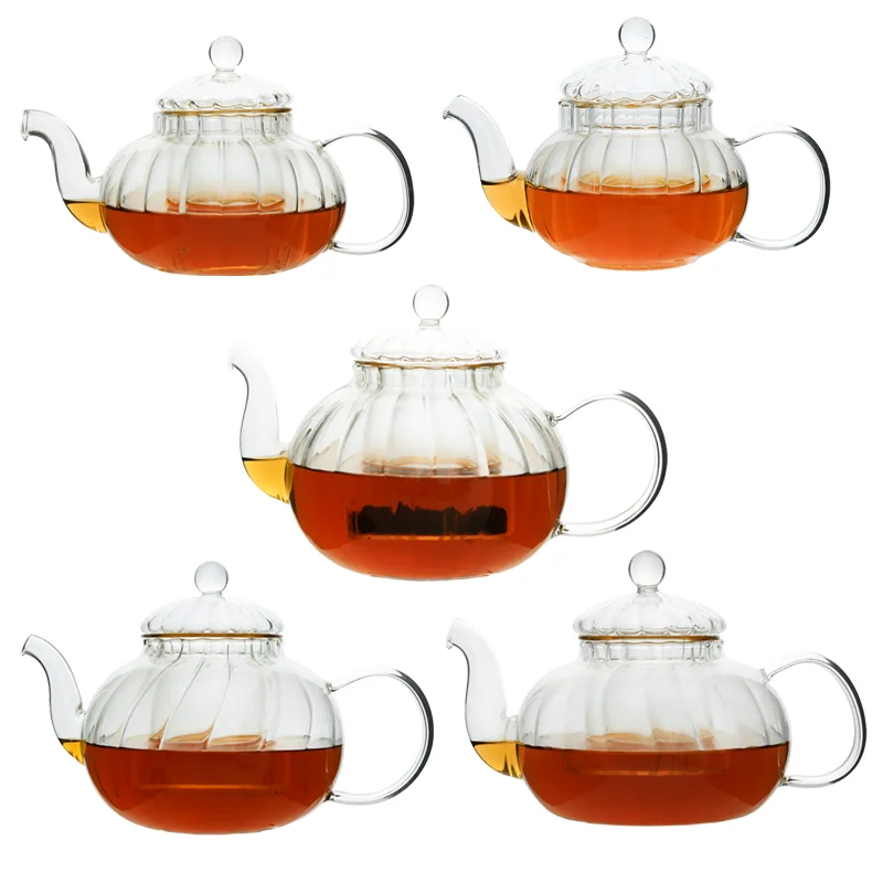 Wholesale Bosilicate Glass Whistle 600ml Strainer Teapot To Boil Water