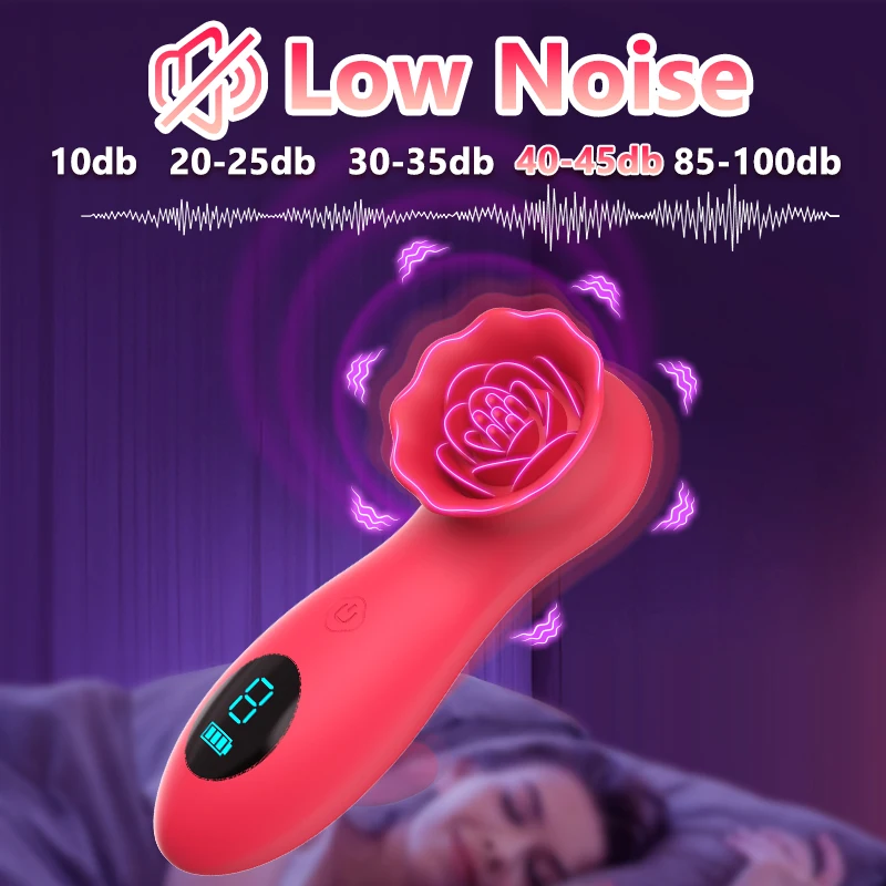 Lcd Display 9 Vibration Modes Rose Flower G-Spot Vibrator Female Clitoral Nipple Stimulator Tapping Rose Clit Vibrator for Women