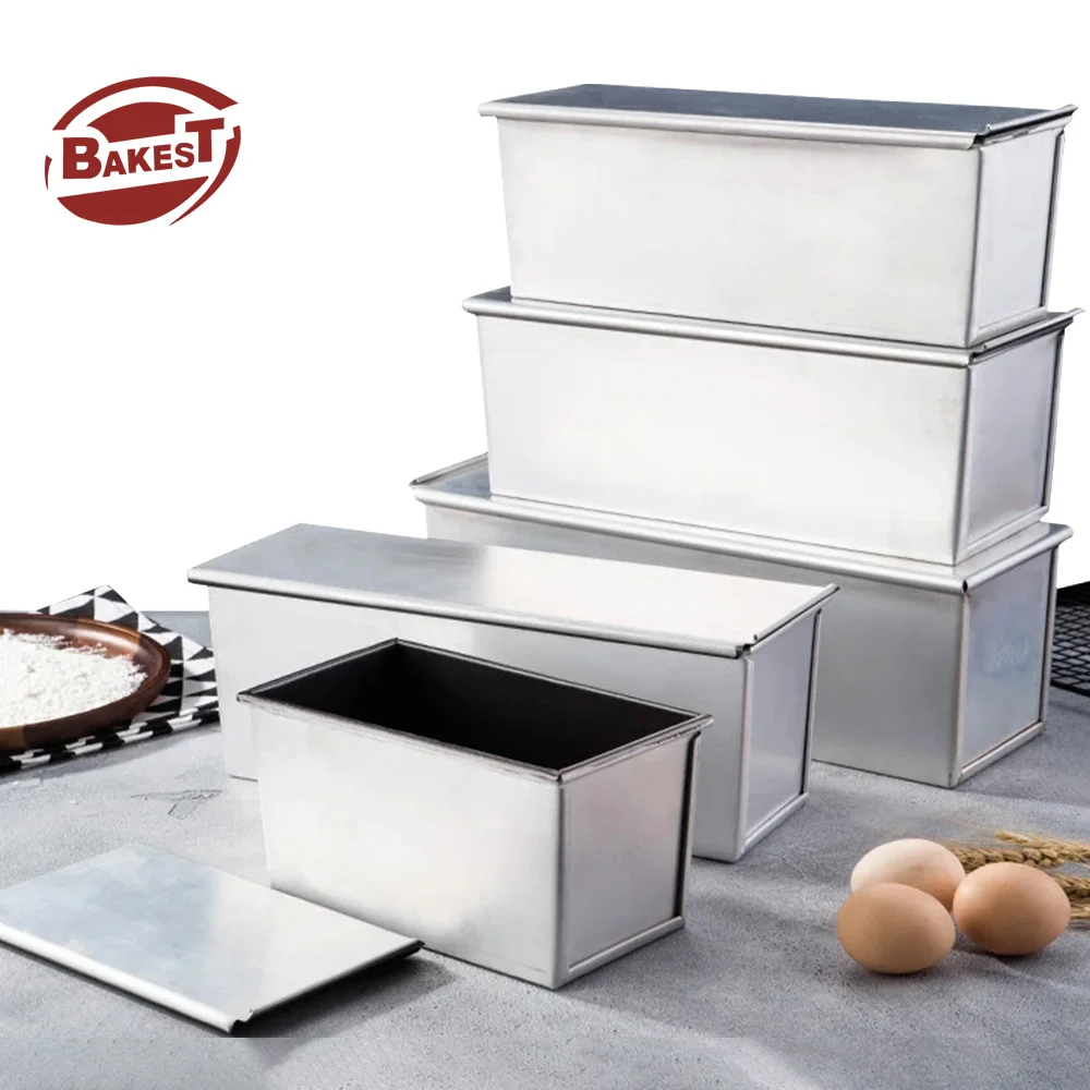 BAKEST High Quality Black Non-stick Coating Bakeware Pullman Bread Aluminum Loaf Pan With Lid Toast Mold Bread Trays With Cover
