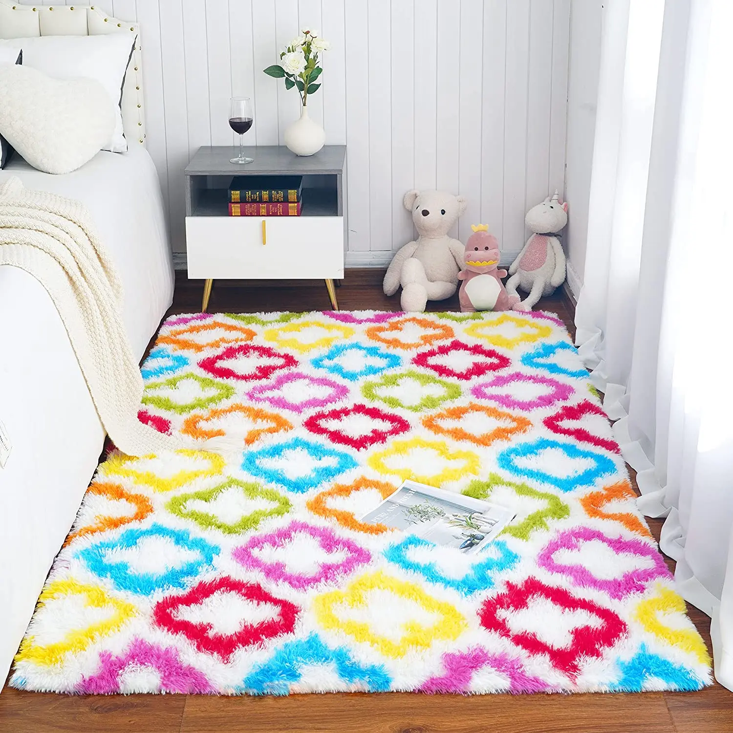 Akibaba Rug Rainbow Soft Rugs Bedroom Long Pile Tapete Plush Living Room Carpet ...