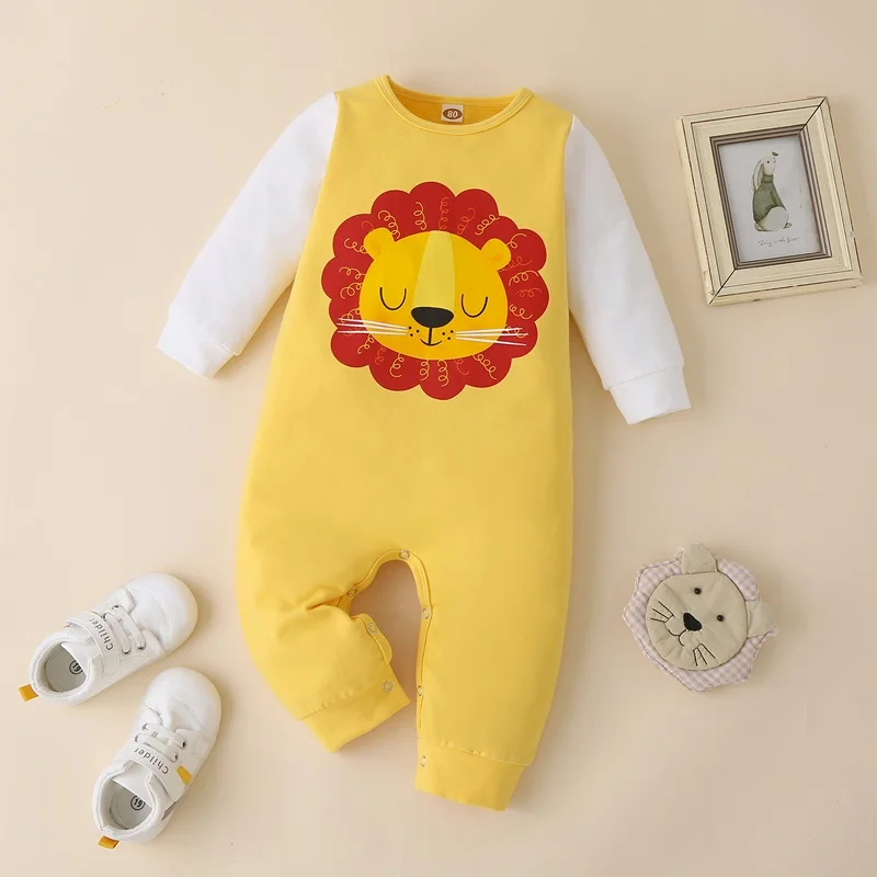 Outono Inverno Roupas De Bebê Menino Pijama Romper Algodão Bonito Dos  Desenhos Animados Leão Patchwork Manga Comprida Romper Do Bebê Roupas De  Bebê Casuais 0-18m - Buy Macacão De Bebê Roupas De