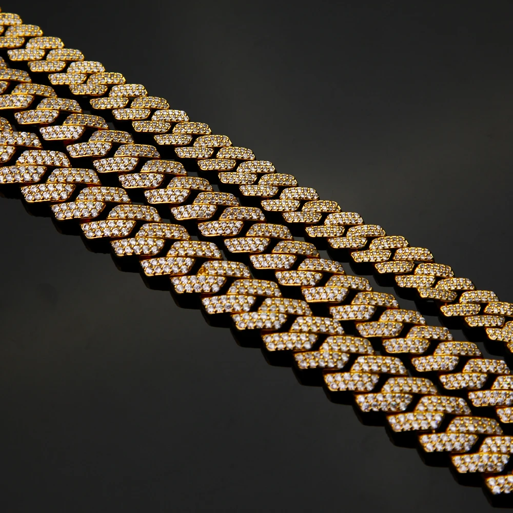 Fashion Mens Gold Plated Iced Out Rhinestone Hip Hop Jewelry Necklace ...