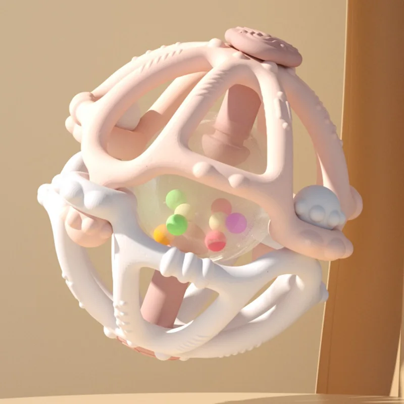 Customization 2 in 1 New Chew Ring Ball Kid Stacking Silicone Rattles Teether Baby Teething Toy for Babies