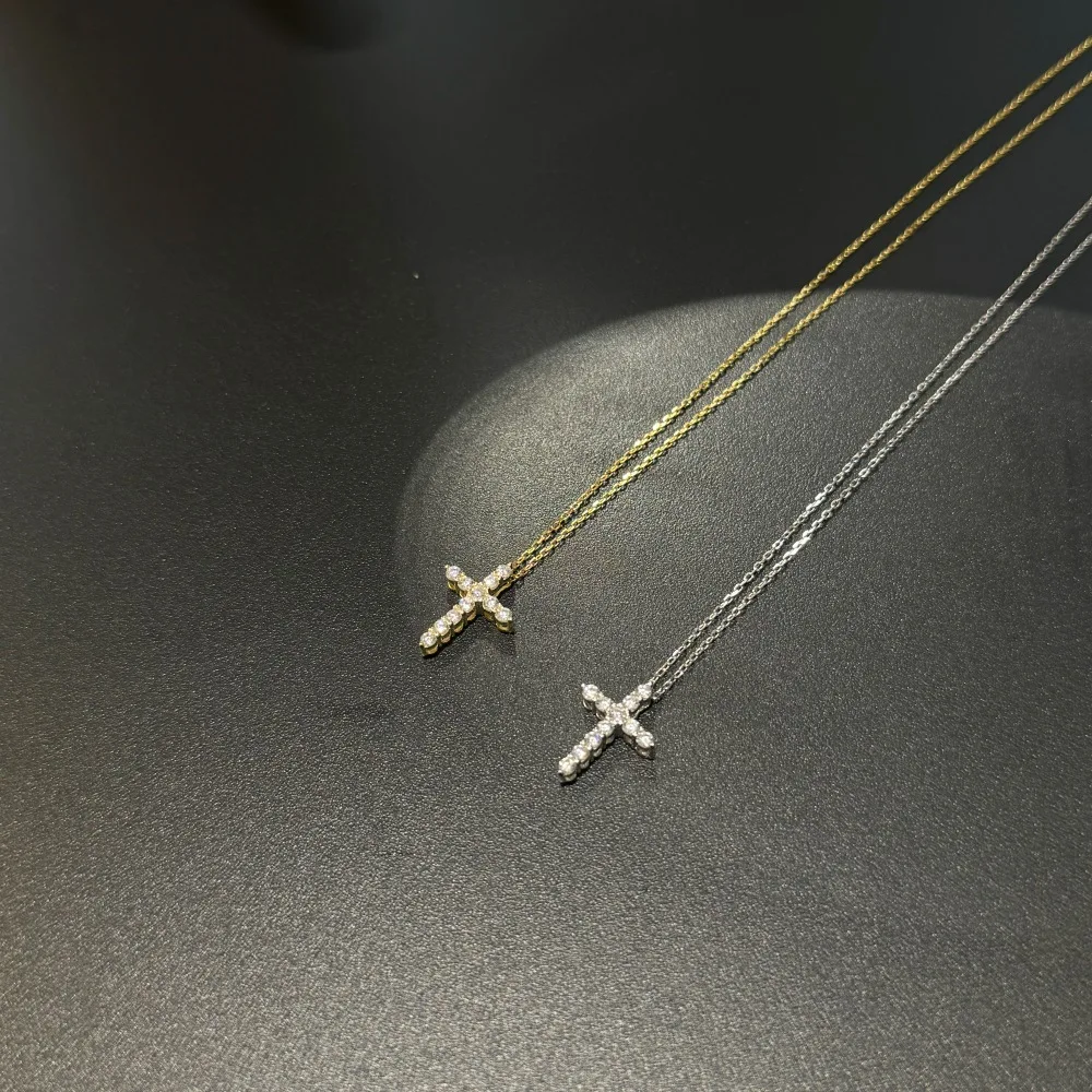 KAKODIY Classic Design Exquisite Fashion 925 Sterling Silver Chain Buckle Dazzling 5A Zirconia Cross Pendant Necklace for Women detail 2