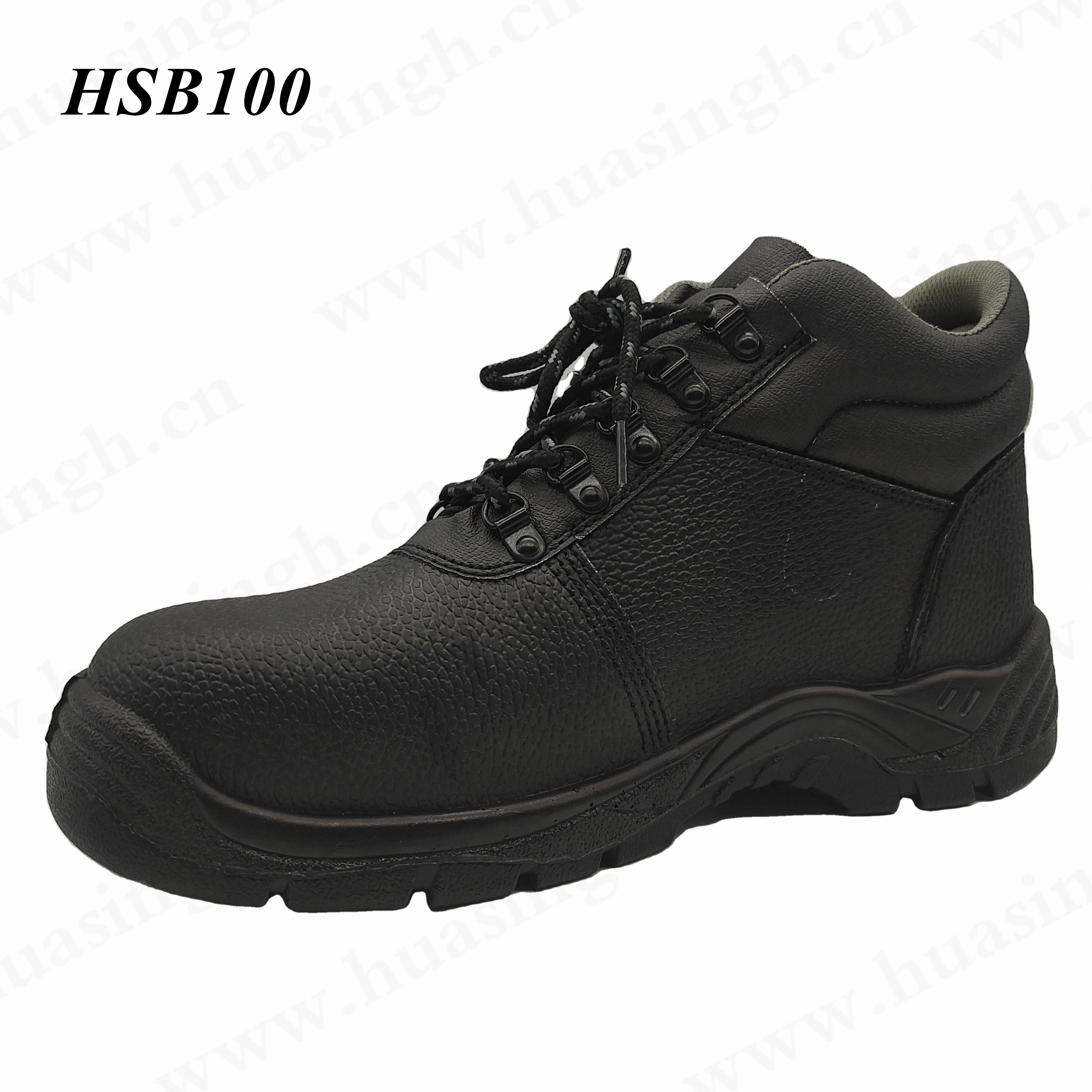 LXG,built in Steel Toe Work Safety Shoes with Reflective Strip Black Dual-density PU Injection Soled SRC Security Shoe HSB100