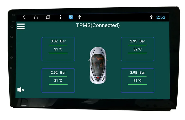 Lasamot Moniteur de Pression de Pneu USB TPMS pour la Navigation Android Système Alarme de Surveillance de Pression de Pneu/Transmission numérique sans Fil Outil de capteur TPMS avec capteur 