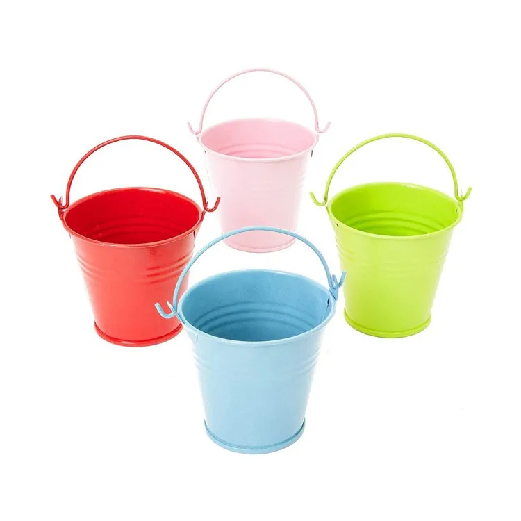 Mini Metal Tin Buckets With Handle Colorful Pail For Easter Party ...