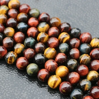 Mixed 10mm 12mm Tiger Eye Round Bead Stone Loose Strand Nature Stone Red Yellow Blue Tiger Eye Beads For Jewelry Making