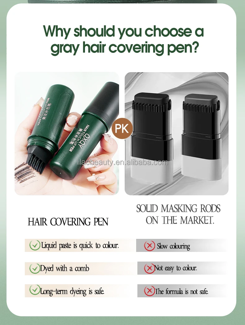 QXQY Hair Color Touch-Up Stick Natural Gray Hair Coverage  Lightweight Portable  2-in-1 Hair Color Touch-Up Stick with Comb