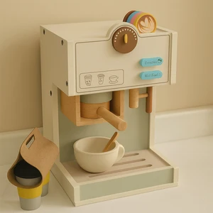 EDULAND Wooden MDF Food Toys Simulation Pretend Play Kitchen Toy Kids Mini Coffee Machine Early Education Learning Toys
