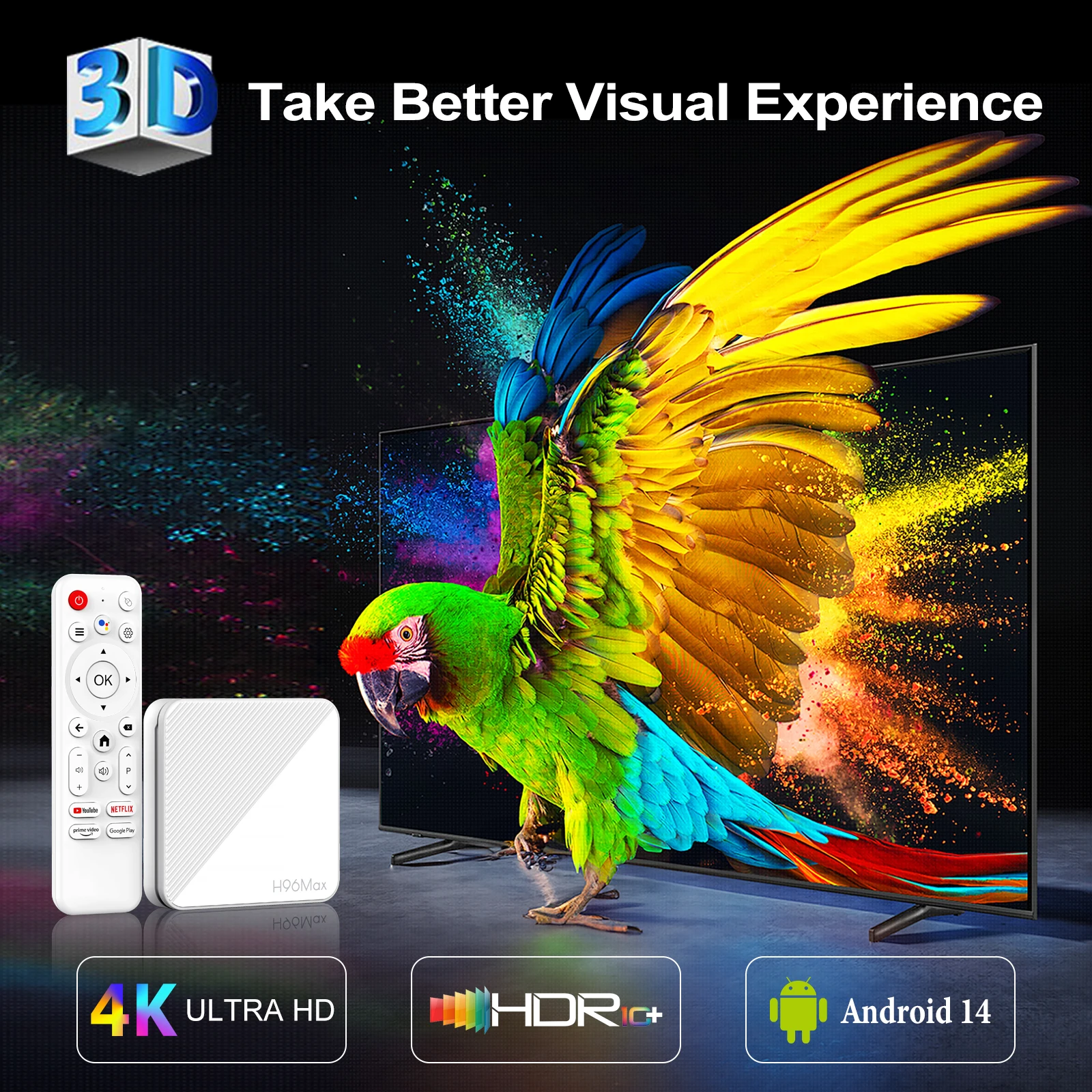 H96 Max TV Box - Quad Core Android Media Player with 4K
