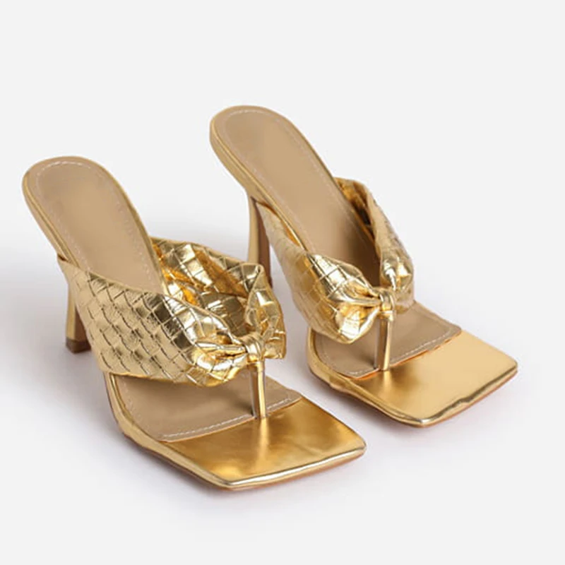 Gold high heel slippers Clearance