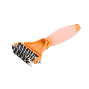 Wholesale Pet Deshedding Brush 2 Sides Dog Comb Cat Grooming Tools Shedding Hair Silicone Hand stainless steel Pet Products