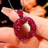 Red corundum pendant with box chain