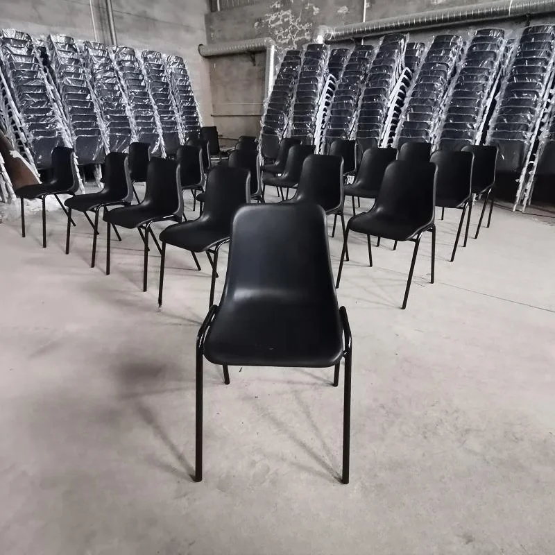 Anti-static Plastic Seat Metal Leg Dining Chair Wholesale High Quality Cheap Custom Stackable Fast Food Restaurant for Sale