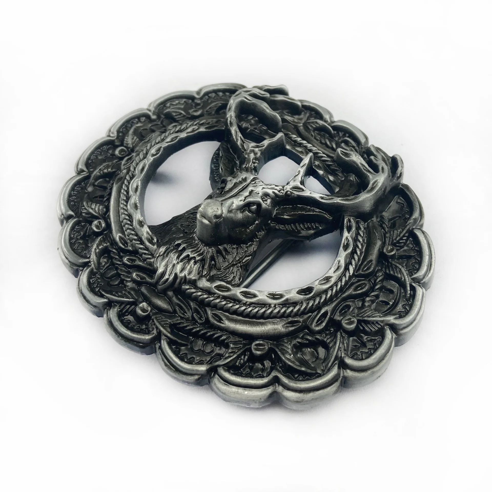 Hot Selling Retro Casual Animal Sika Deer Design Belt Buckle Zinc Alloy Western Reindeer Belt Buckle for Christmas Gift