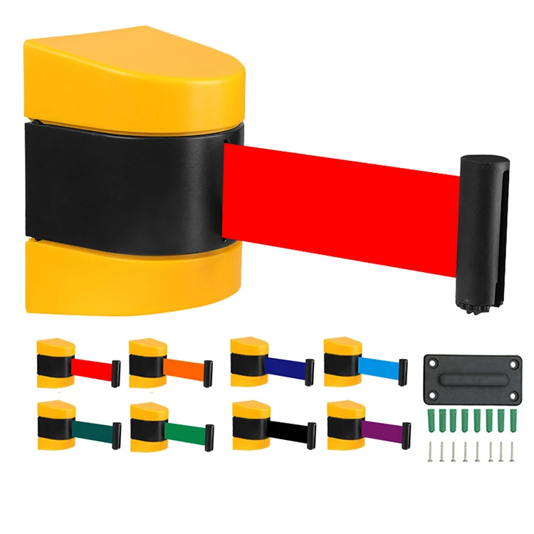 Retractable Barrier Belt,Cordon Tape, Fixed Wall Mount Queue Rope Barrier Crowd Control Barrier for Outdoor Parking Lot manufacture
