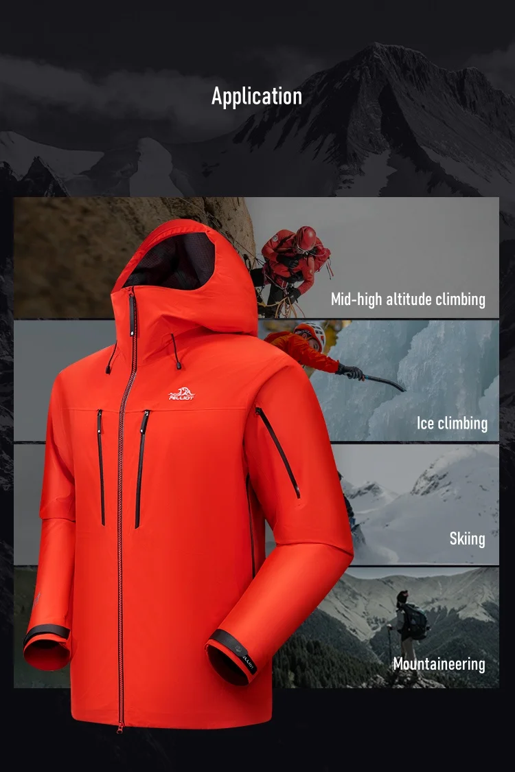 PELLOIT Unisex Hooded Windproof Hard Shell Jacket - 20000mm