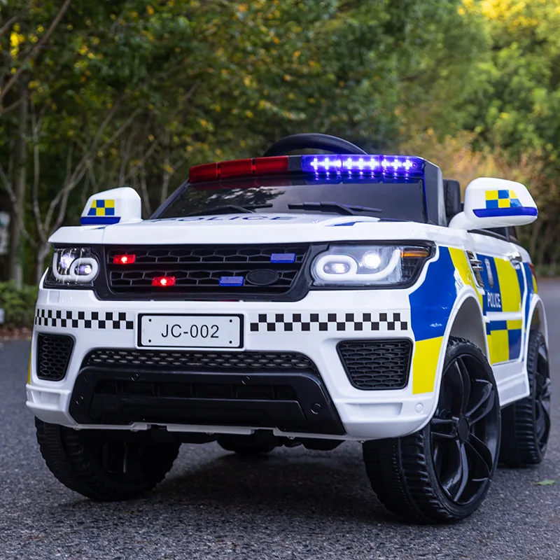 Children's Four-Wheel Electric Toy Car Battery-Powered Remote Control Vehicle Kids Boys Girls Includes Police Car Stroller Box