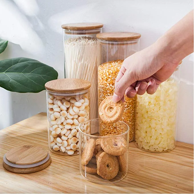 Heat Resistant 8 Oz Candy Foods Rubber Sealed Wooden Lid Air Tight Storage  Containers Glass Jar with Bamboo Lid - China Glass Canister with Bamboo Lids  and 8oz Glass Storage Jars Small
