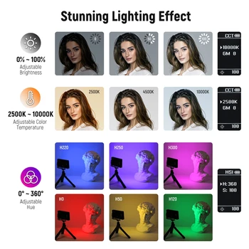 Neewer SL90 Pro 4300mAh Battery LED Photo Video Light Full Color Portable Fill Panel Pocket RGB LED Light for Livestream detail image
