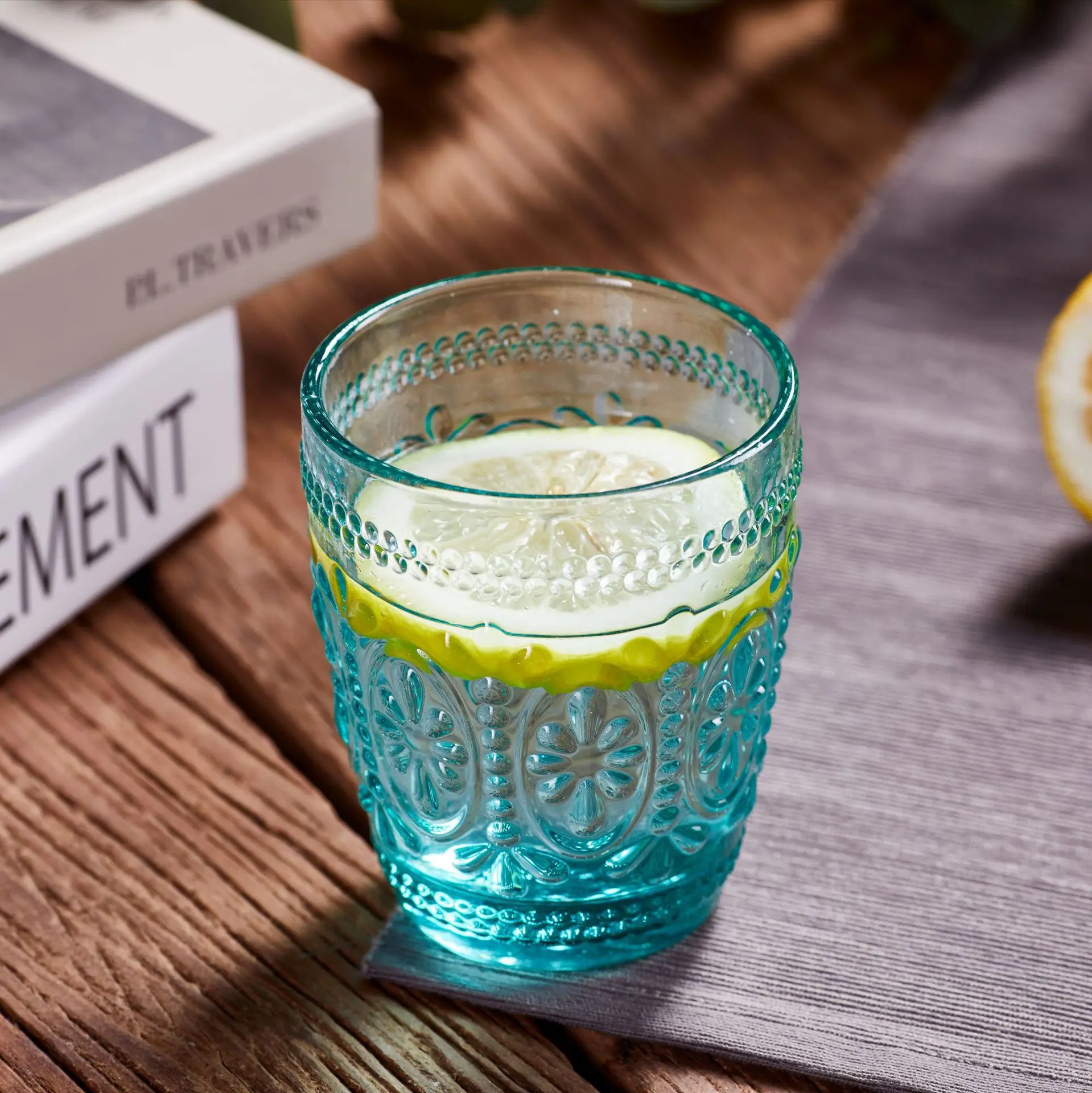 Embossed Colored Tumblers Whiskey Heat-resistant Thickened Hammer Glass Cup for Office