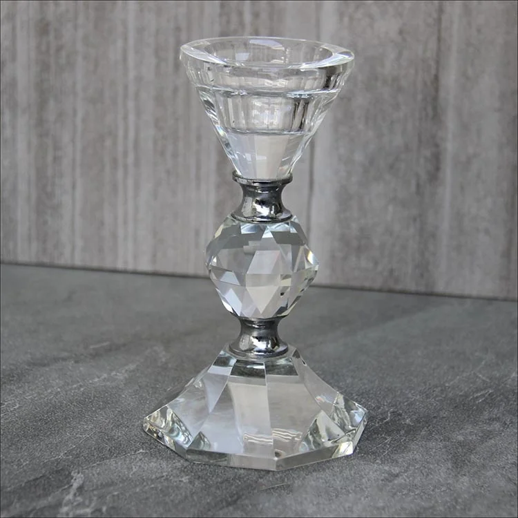 Wholesale Retro Simple Creative Transparent Clear Glass Crystal Candle Holder for Candles