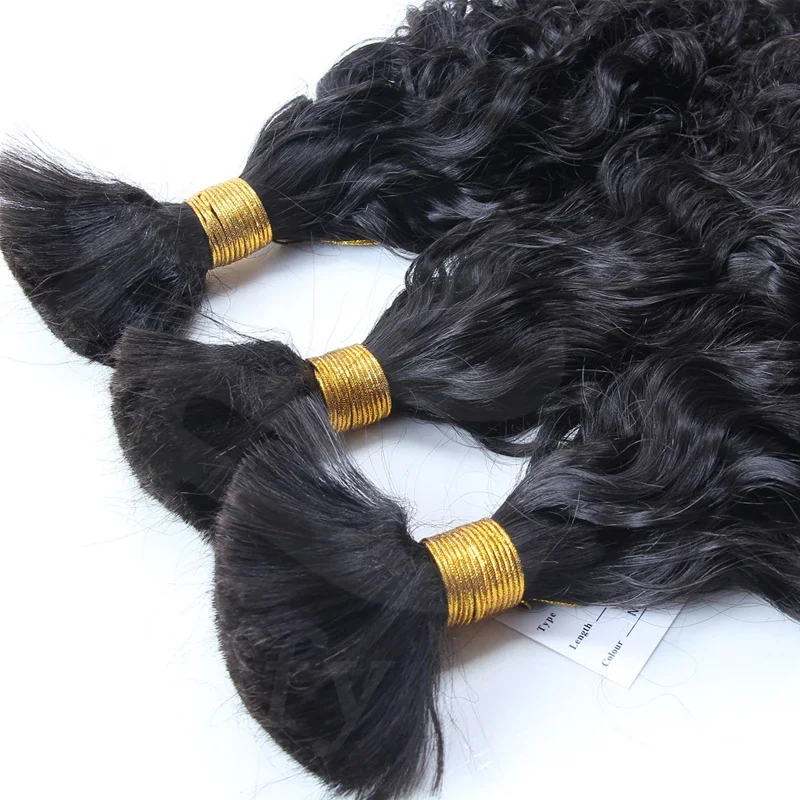 Indische Remy Haar Bulks Zum Flechten Kurze Lockige Menschliche Haarverlängerungen 3 pices/lot_voghion.com