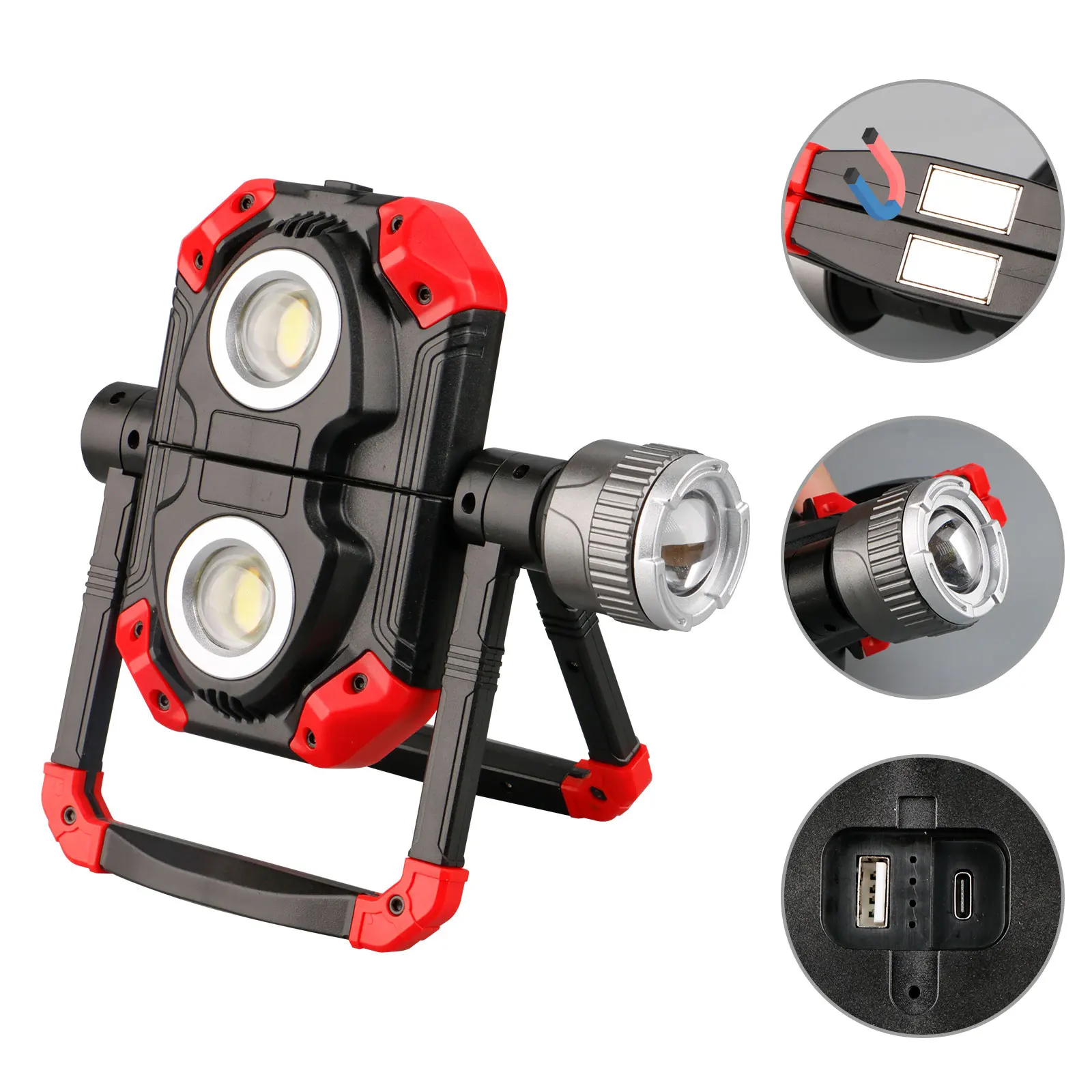 5 Modes USB Rechargeable Portable LED Torch Degree Rotating COB Magnet Folding Emergency Car Repair Floodlight Work Light Lamp