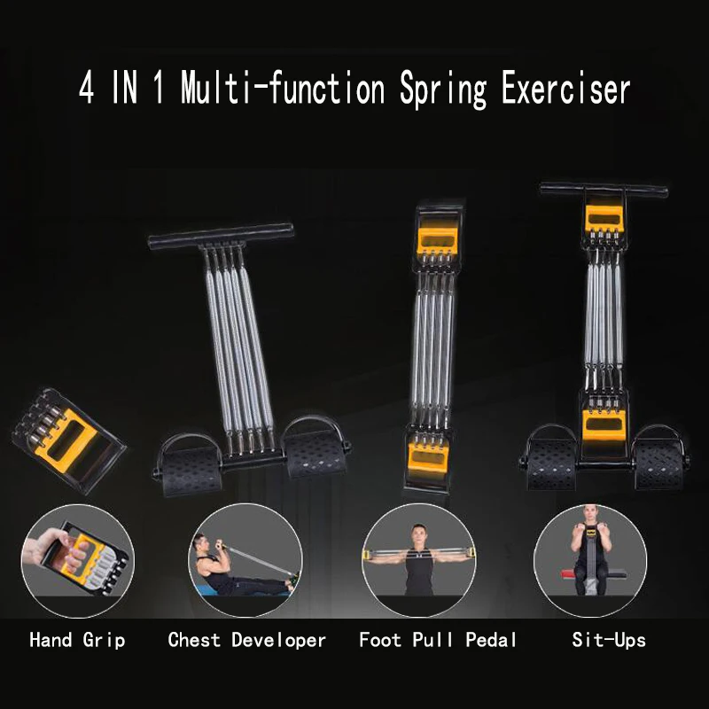 Multifunction Fitness Equipment Finger Exerciser 5 Spring Exerciser Chest Expander With Foot Pedal