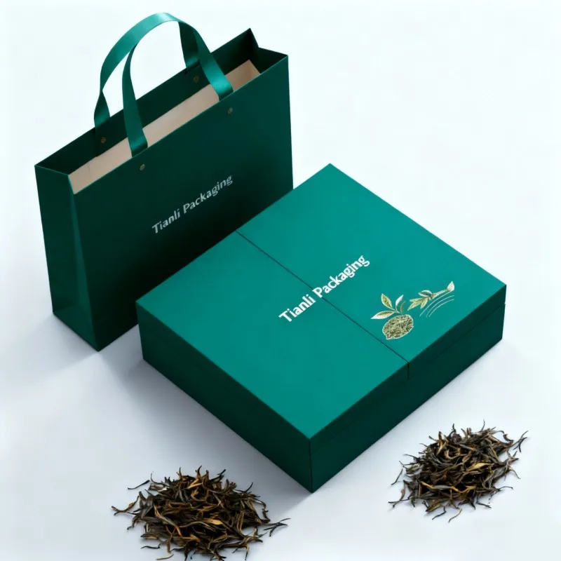Customized Luxury Biodegradable Wholesale Packaging Box Tea High-end Recyclable Paper Box with Paper Bag Customized rigid gift boxes  Rigid gift box factory  Customized high-end gift box factory