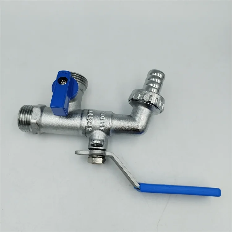 Two Handle Two Inlet Way Bib Cock Hose Water Tap Washing Machine Forged Brass Bibcock Water Tap
