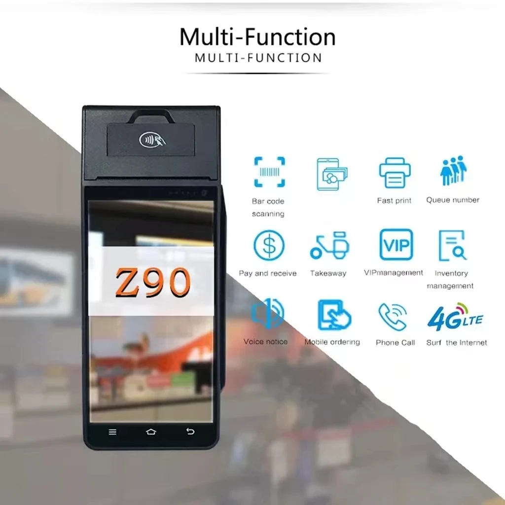Z90 Android Wireless Handheld POS Terminal Touch Screen POS Terminal in Stock