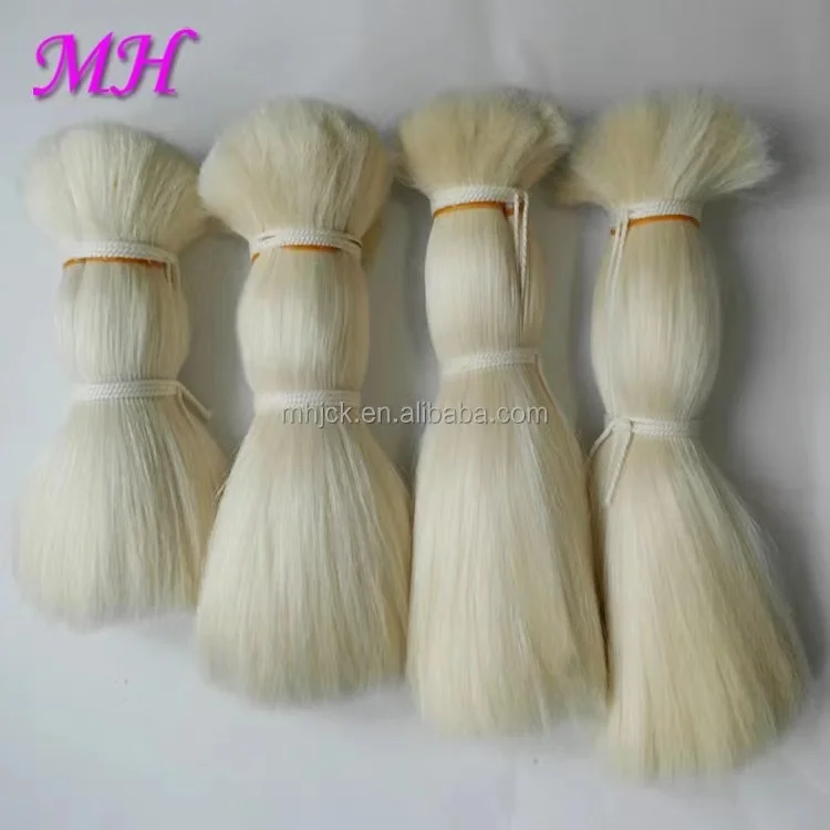 High Quality Washed  Natural  White Goat Hair Bulk for Making up Brush Set and  Hair Extension