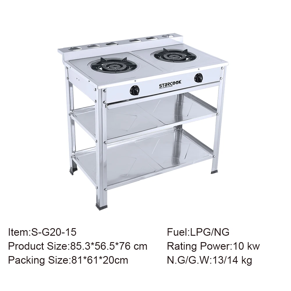 Double Burner Cooktops Gas Stove Stainless Steel with Stand