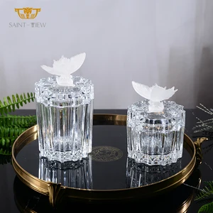 Empty Home Decor Candle Flower Lid Glass Kitchen Storage Jars Tea Oud Charcoal Candy Food Coffee Sugar Set