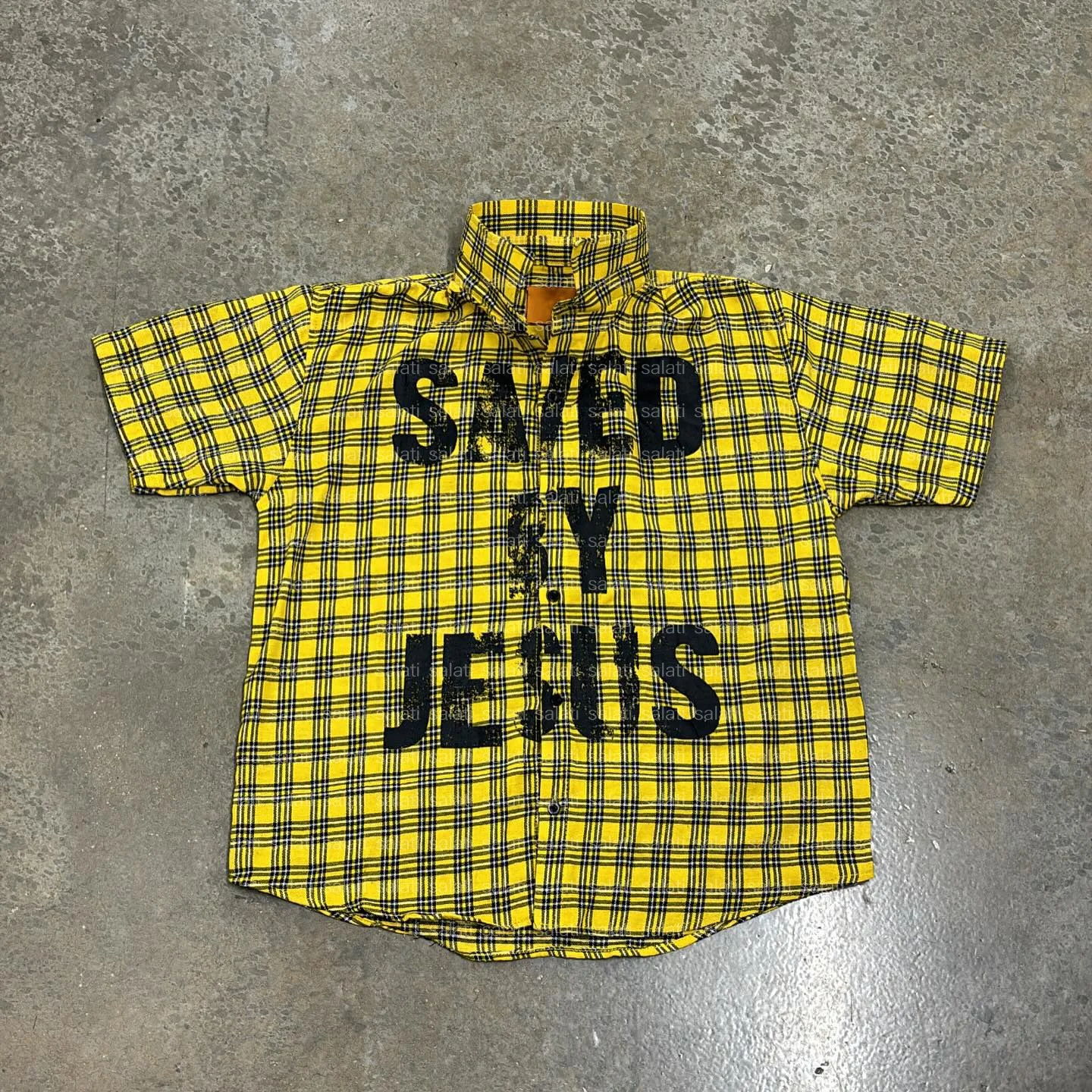 Custom Logo Streetwear Summer Cotton Button Down up Screen Print Short Sleeve Tshirt Oversized T-shirt Plaid Polo Shirts for Men
