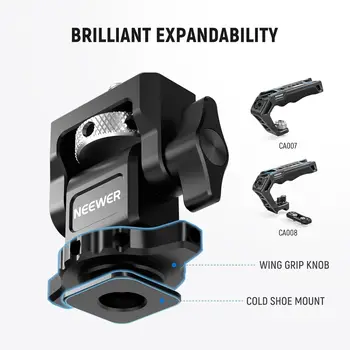 NEEWER Camera Monitor Mount with Cold Shoe, 1/4" Screw for 5" & 7" Field Monitor Compatible with Atomos Ninja V, 360 Swivel product image
