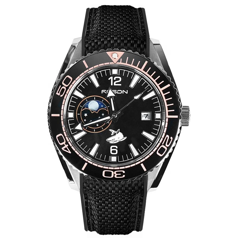 Rosdn Luxury Sapphire Crystal Retro Automatic Men Classic Dial Moonphase  Watch Mechanical Watches