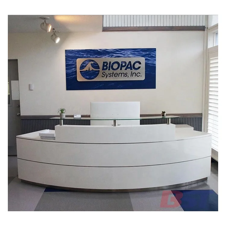 Solid Surface Semi Circle Reception Desk with Back Wall Half Round Artificial Marble Quartz Stone Reception Front Counter