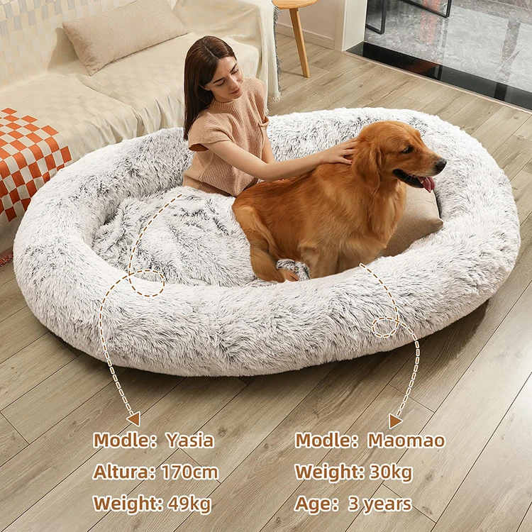 Oem Odm Luxury Giant Pet Dog Bed Human Adults Relax Couch Lounger