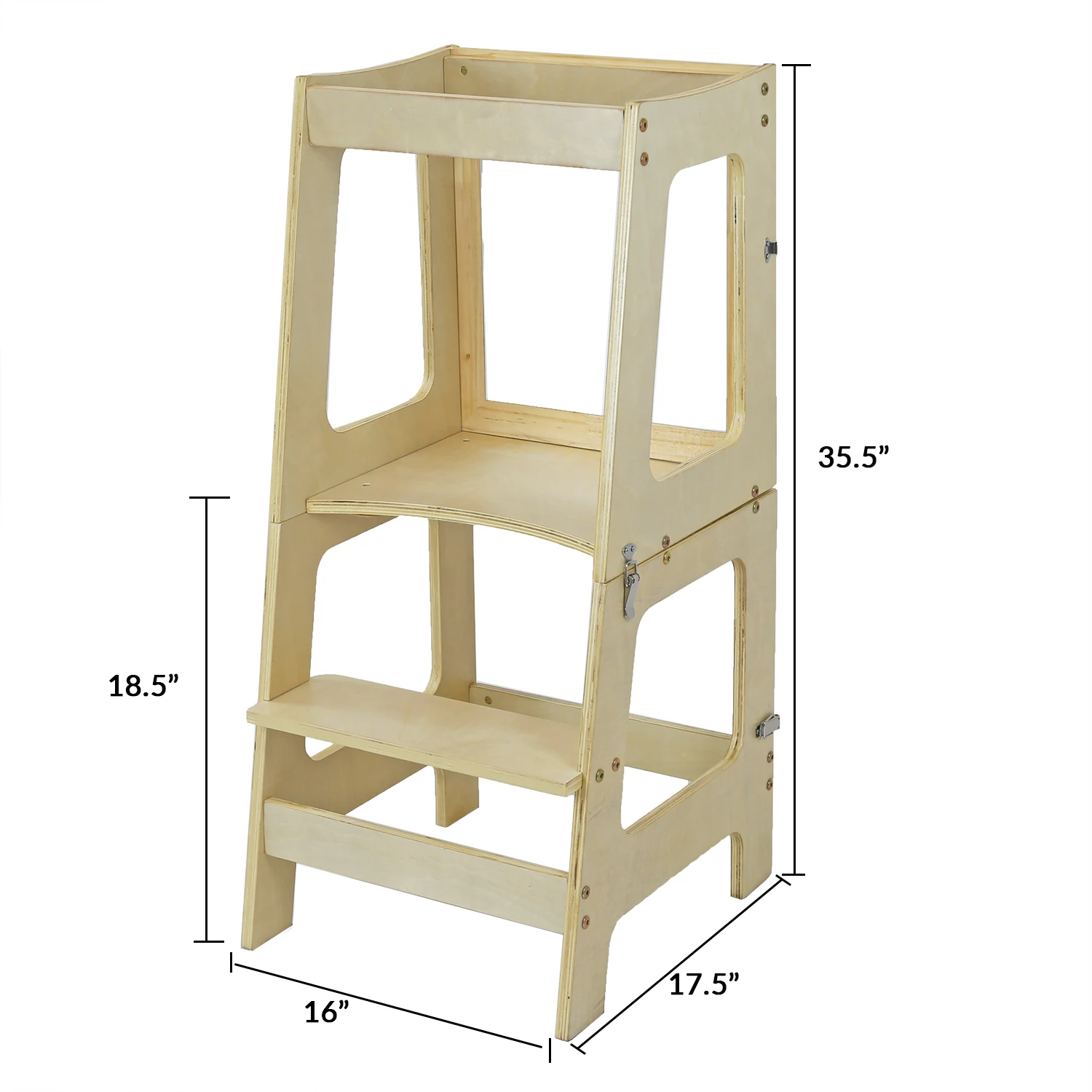 Folding Wooden Step Stool,Kitchen Learning Helper Tower For Toddlers