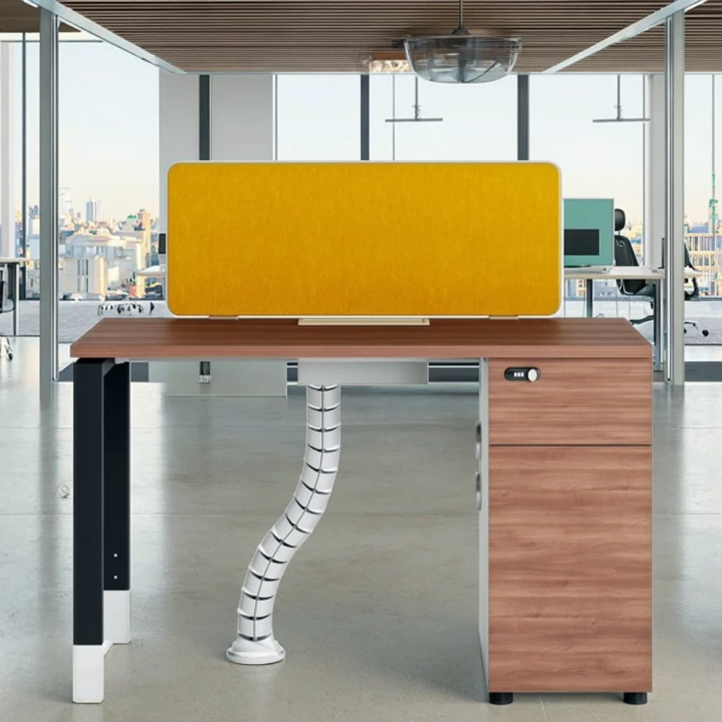 Single Row Office Desk Cabinet Storage Modern Computer Workstation Adjustable Steel Frame MFC Wood Furniture Space Saving 4