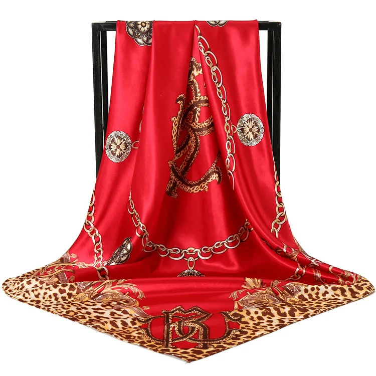 90*90CM Custom Logo silk big square scarf hot style satin print ladies silk scarf AliExpre new wild scarf women