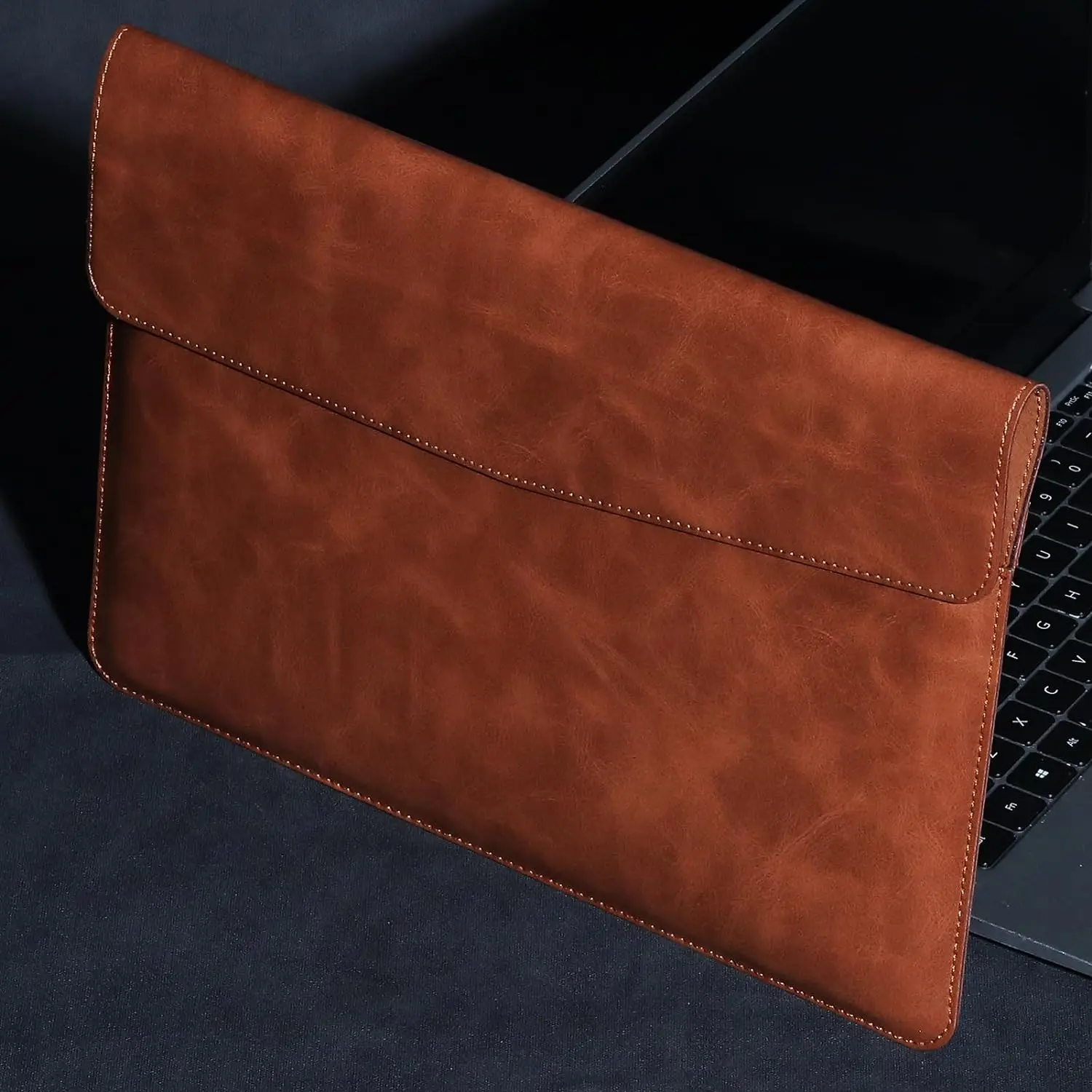 product leather laptop sleeve for macbook pro 14 inch m3 m2 slim durable waterproof protective bag genuine leather cases bags-33