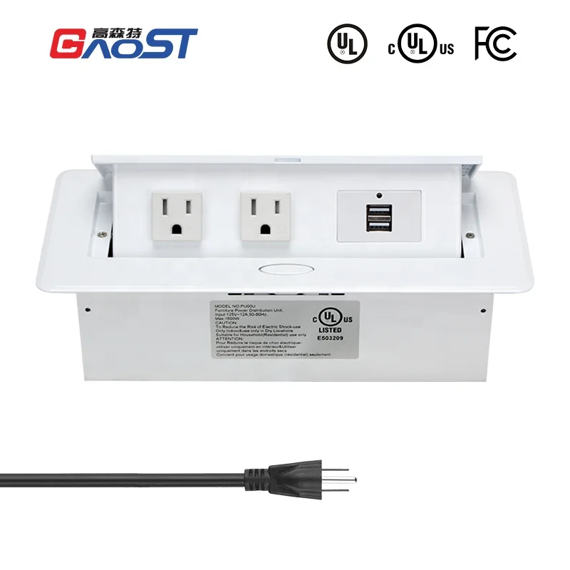 Table Touch Ac Power Outlets Flush Mount Desk Pop up Us Power Socket Outlet with Usb a