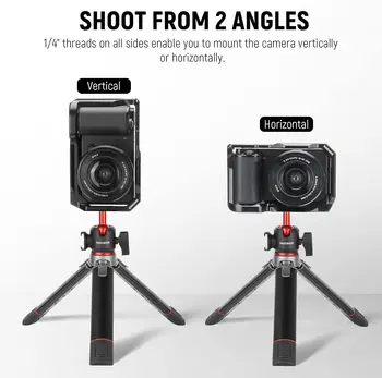 NEEWER ZV-E10 Camera Cage Compatible with Sony ZV-E10, Aluminum Video Shooting Cage Rig with Arca Type QR Plate, 1/4" Threads product image