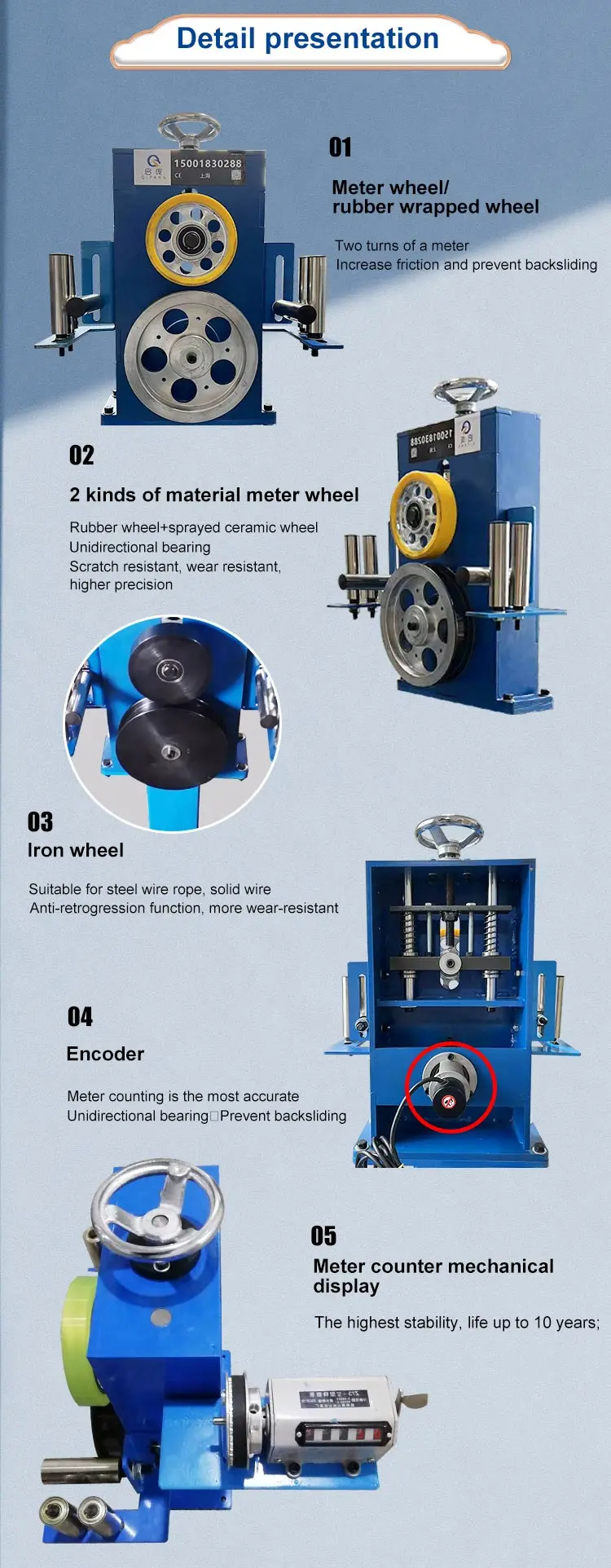 Qipang 130mm Cable Wire Digit Cable Length Measuring Device Wire