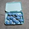 Caja de almacenamiento azul de 12 unidades con alfileres de tela y agujas de acero.