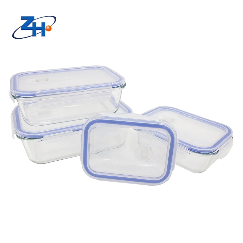Glass Food Custom Minimalist Cover Storage Container Lunch Box Glass Meal Prep Presents ZHGB-071 Clear Glass Tupper 2-3pcs